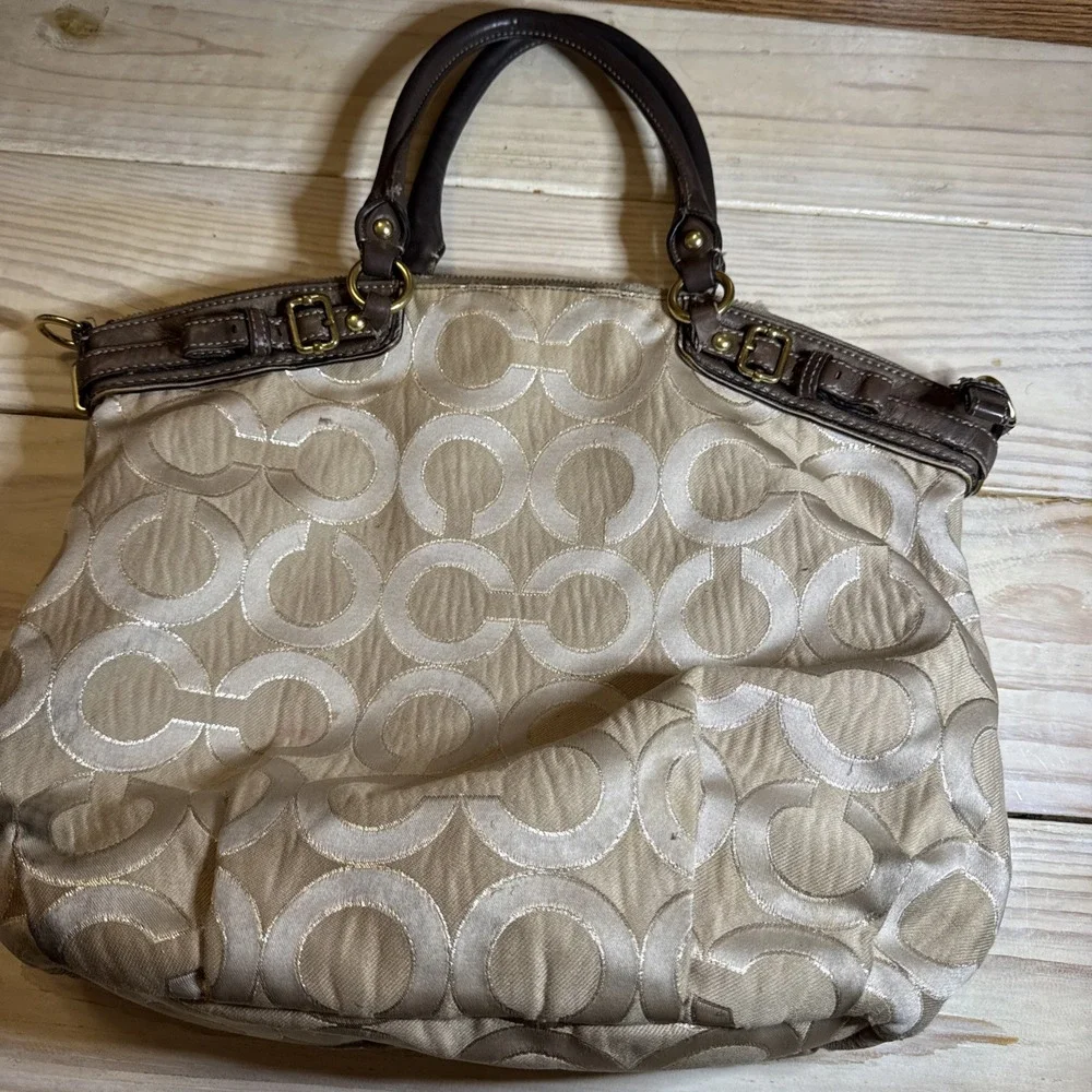 Tan And Brown Coach Purse Pre-owned Retired
